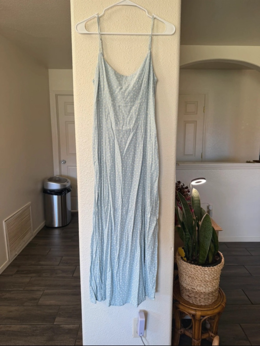 Brandy Melville Light Blue Polka Dot Slip Maxi Dress - Women's